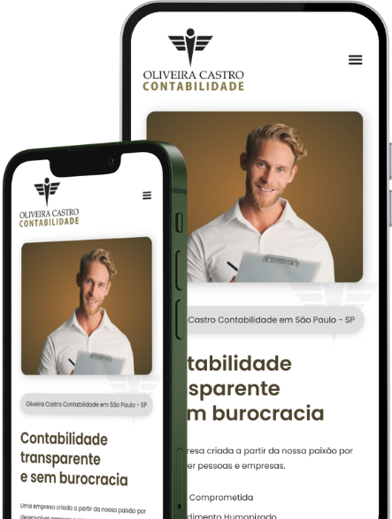 Site da Oliveira Castro Contabilidade acessível pelo celular em São Paulo